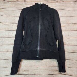 Lululemon Special Edition Scuba Hoodie Logo Size 10 Black Thumb Holes Rare Logo